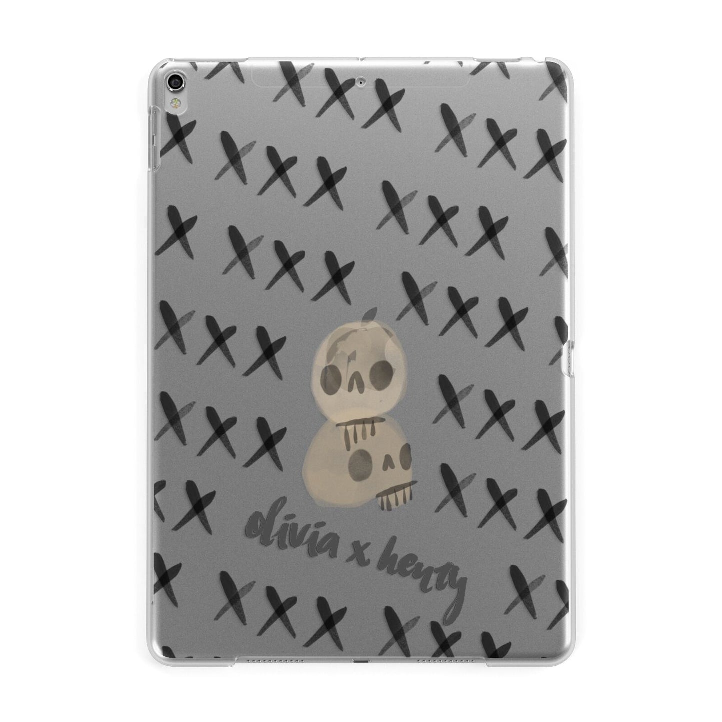Skulls and Kisses Personalised Apple iPad Silver Case
