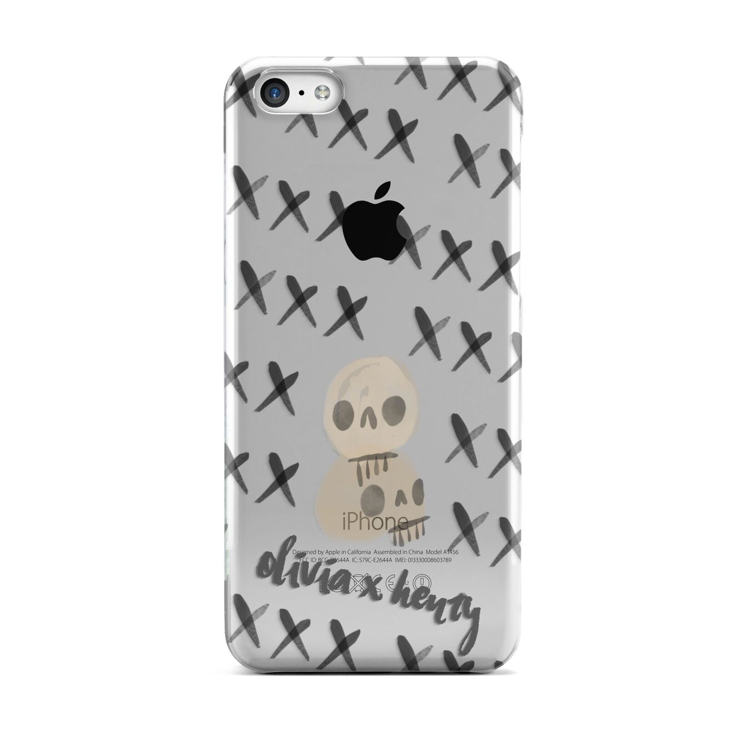 Skulls and Kisses Personalised Apple iPhone 5c Case