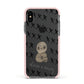 Skulls and Kisses Personalised Apple iPhone Xs Impact Case Pink Edge on Black Phone