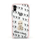 Skulls and Kisses Personalised Apple iPhone Xs Impact Case Pink Edge on Silver Phone