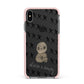 Skulls and Kisses Personalised Apple iPhone Xs Max Impact Case Pink Edge on Black Phone