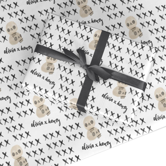 Skulls and Kisses Personalised Custom Wrapping Paper