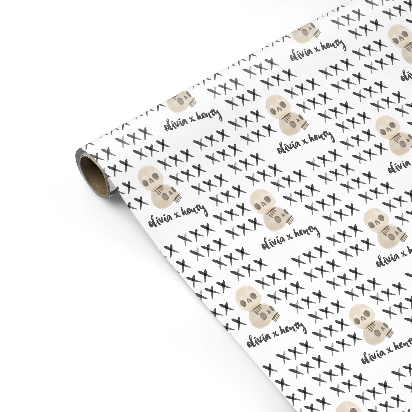 Skulls and Kisses Personalised Personalised Gift Wrap