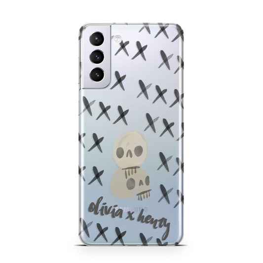 Skulls and Kisses Personalised Samsung S21 Plus Phone Case