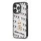 Skulls and Kisses Personalised iPhone 13 Pro Black Impact Case Side Angle on Silver phone