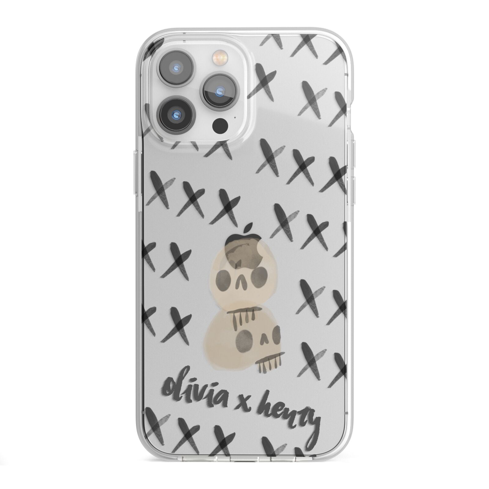 Skulls and Kisses Personalised iPhone 13 Pro Max TPU Impact Case with White Edges