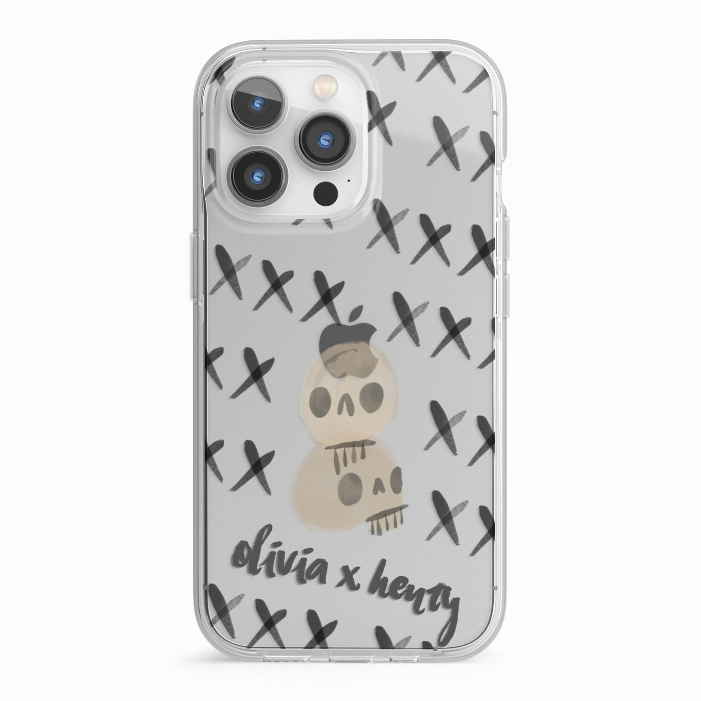 Skulls and Kisses Personalised iPhone 13 Pro TPU Impact Case with White Edges