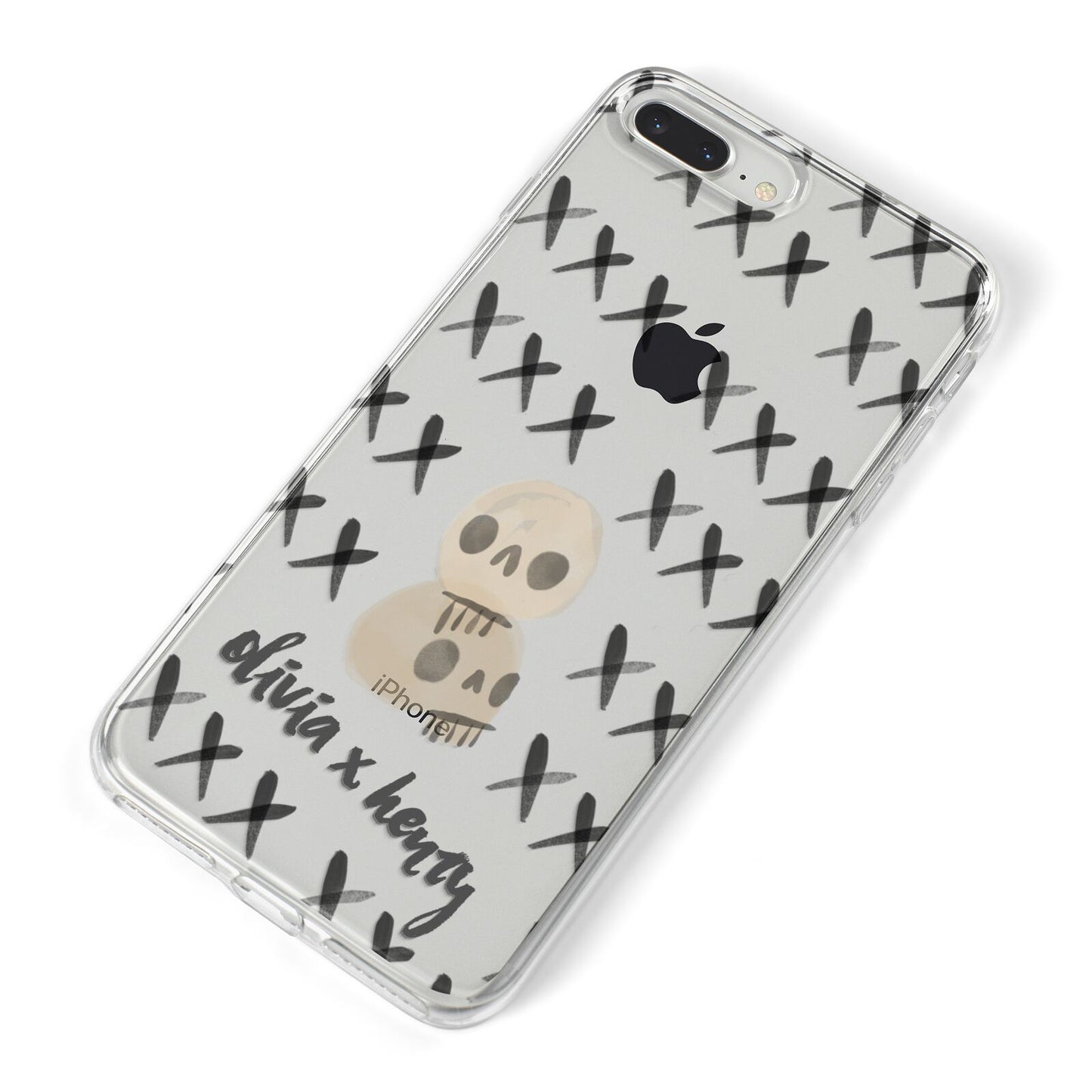 Skulls and Kisses Personalised iPhone 8 Plus Bumper Case on Silver iPhone Alternative Image