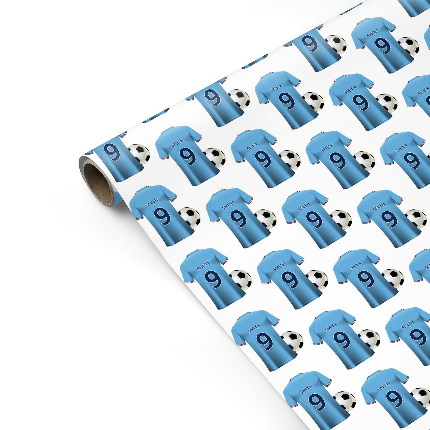 Sky Blue Personalised Football Shirt Personalised Gift Wrap