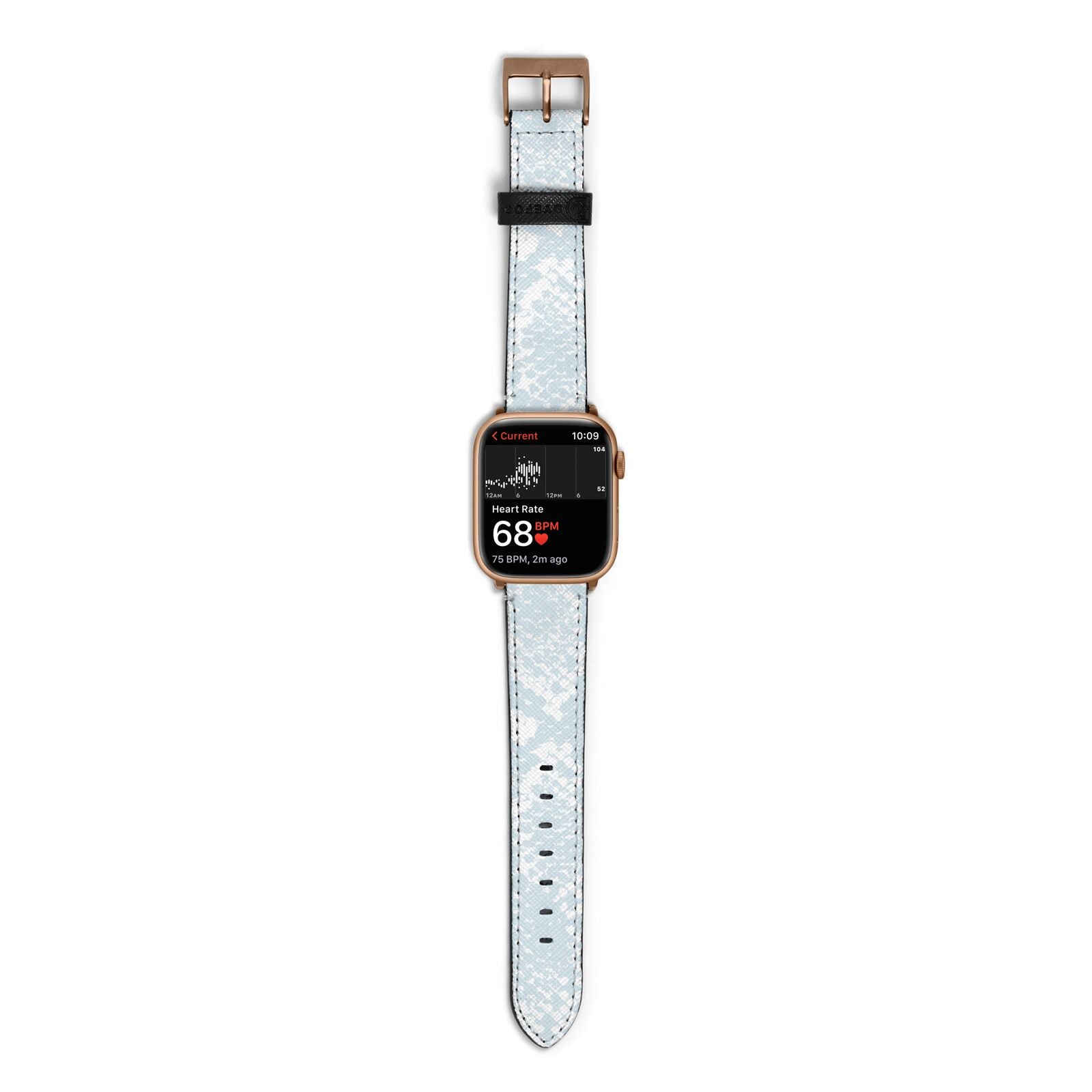 Sky Blue Snakeskin Apple Watch Strap Size 38mm with Gold Hardware