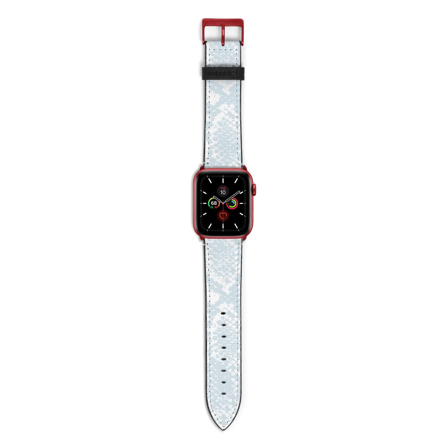 Sky Blue Snakeskin Apple Watch Strap with Red Hardware