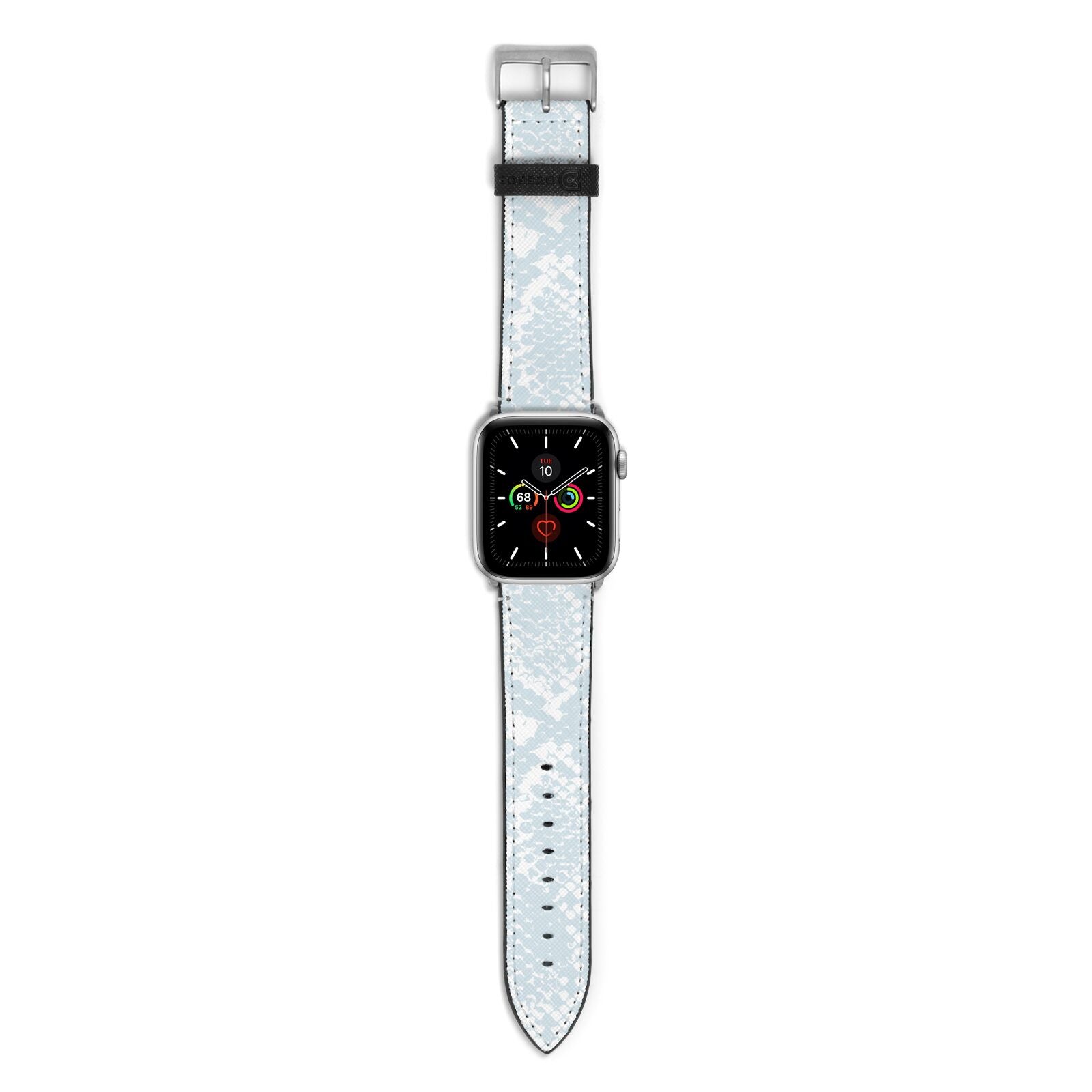 Sky Blue Snakeskin Apple Watch Strap with Silver Hardware