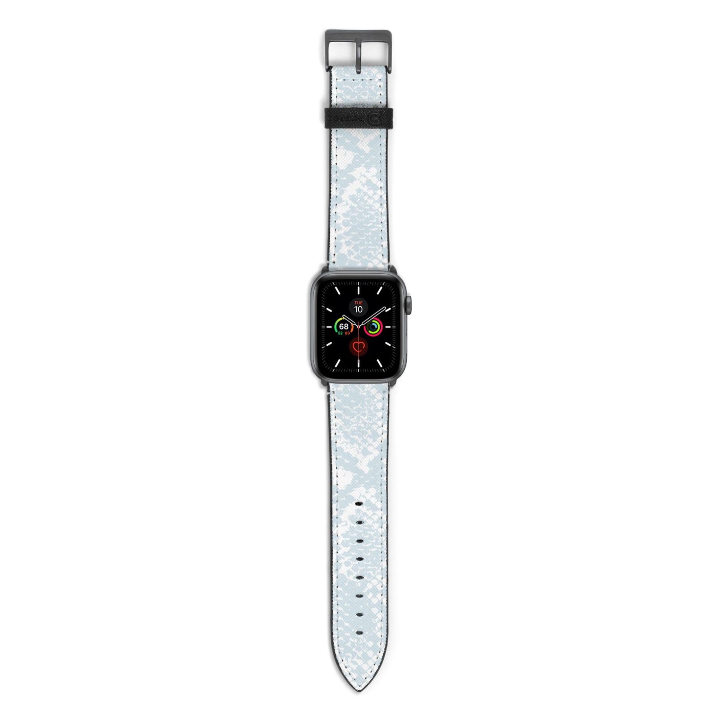Sky Blue Snakeskin Apple Watch Strap with Space Grey Hardware