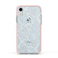 Sky Blue Snakeskin Apple iPhone XR Impact Case Pink Edge on Silver Phone