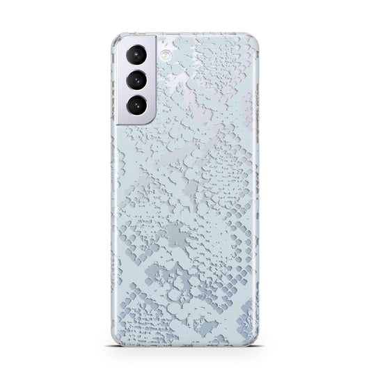 Sky Blue Snakeskin Samsung S21 Plus Phone Case