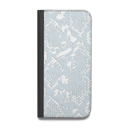 Sky Blue Snakeskin Vegan Leather Flip Samsung Case