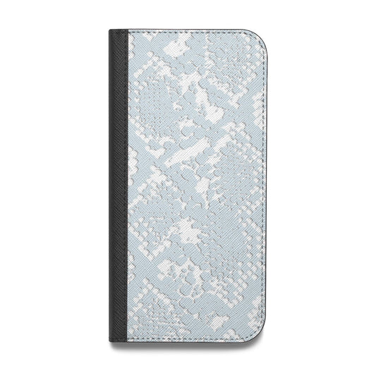 Sky Blue Snakeskin Vegan Leather Flip Samsung Case