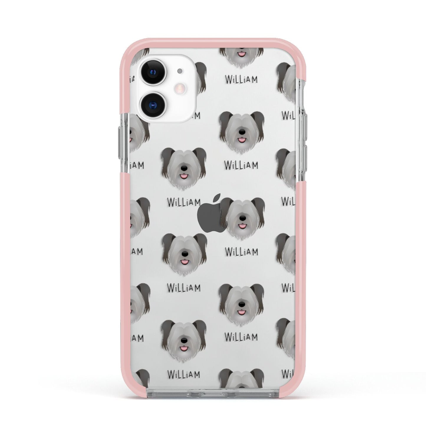 Skye Terrier Icon with Name Apple iPhone 11 in White with Pink Impact Case