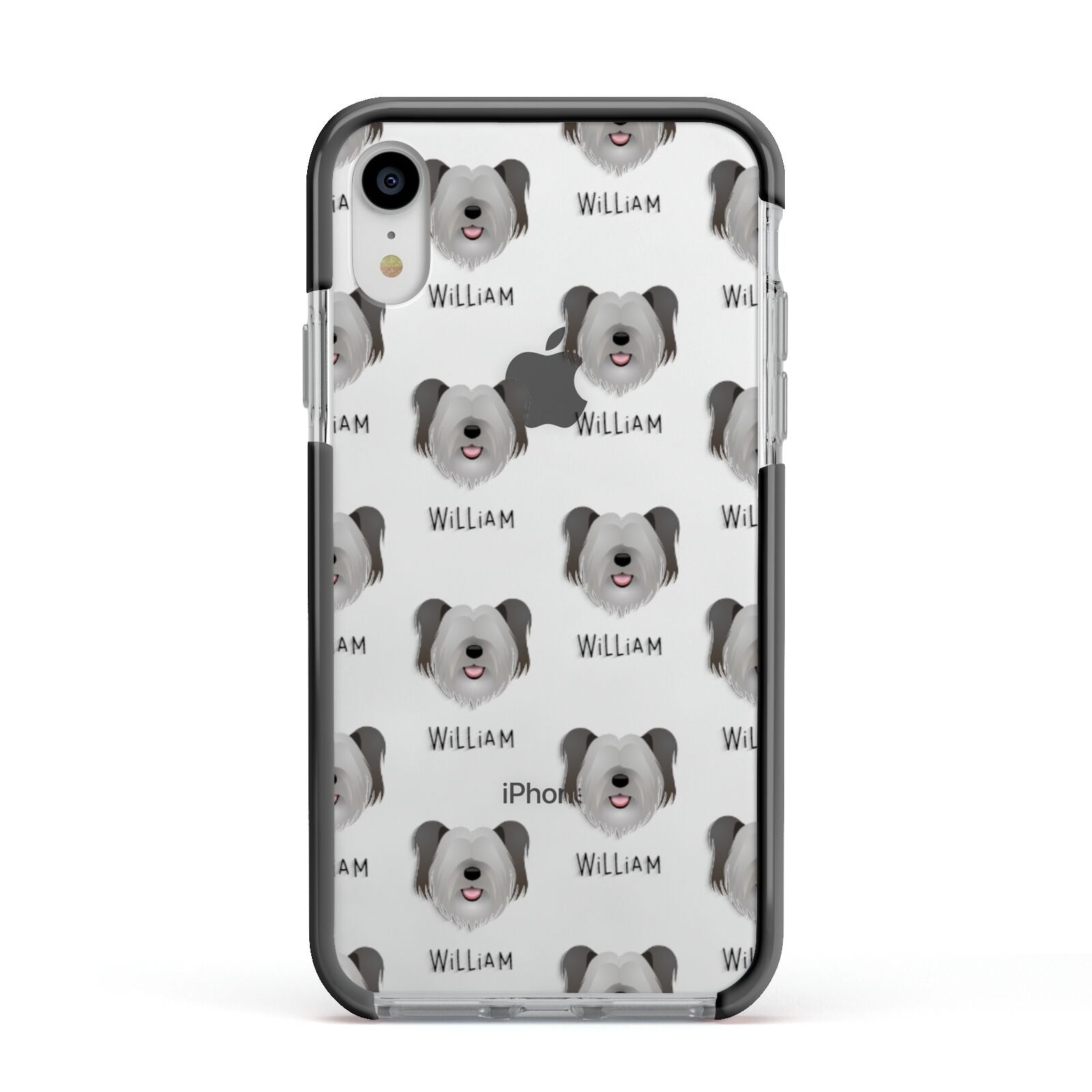 Skye Terrier Icon with Name Apple iPhone XR Impact Case Black Edge on Silver Phone