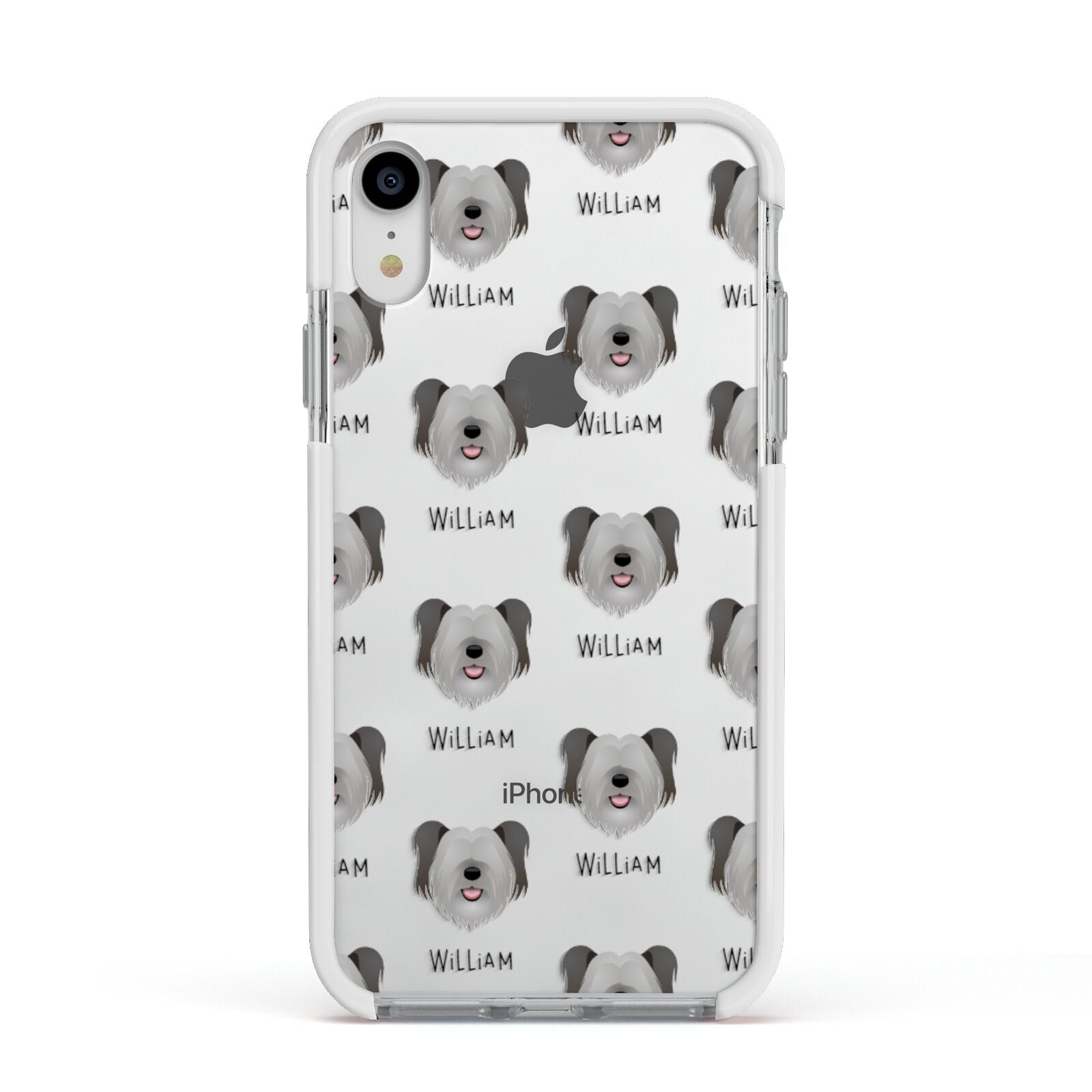 Skye Terrier Icon with Name Apple iPhone XR Impact Case White Edge on Silver Phone