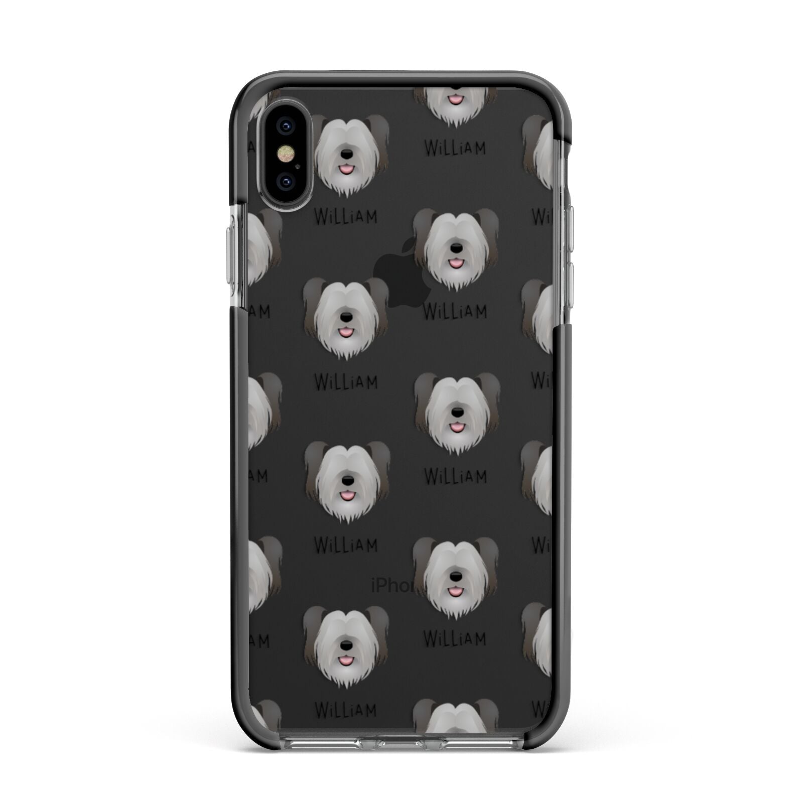Skye Terrier Icon with Name Apple iPhone Xs Max Impact Case Black Edge on Black Phone