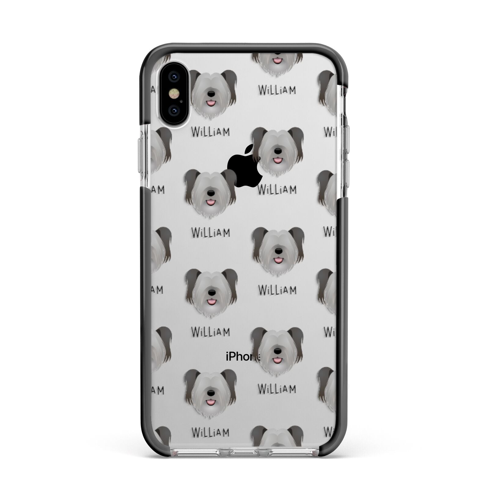Skye Terrier Icon with Name Apple iPhone Xs Max Impact Case Black Edge on Silver Phone