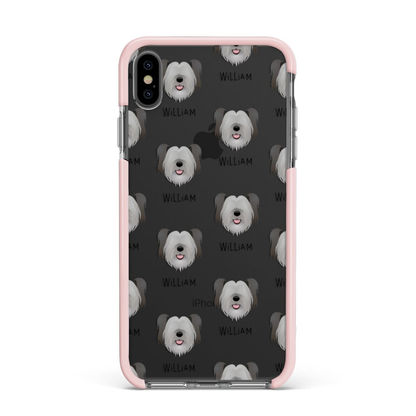 Skye Terrier Icon with Name Apple iPhone Xs Max Impact Case Pink Edge on Black Phone