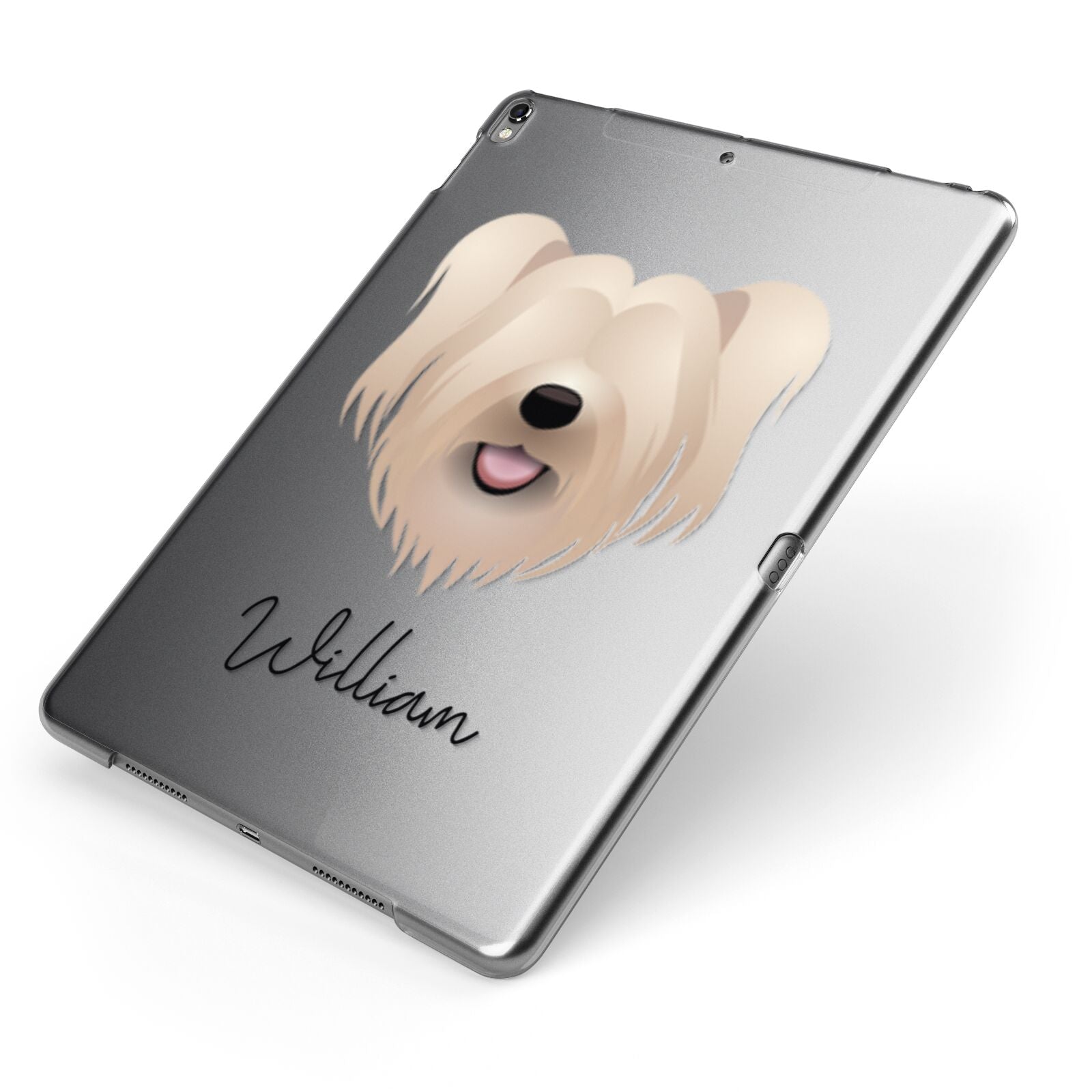 Skye Terrier Personalised Apple iPad Case on Grey iPad Side View