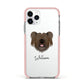 Skye Terrier Personalised Apple iPhone 11 Pro in Silver with Pink Impact Case