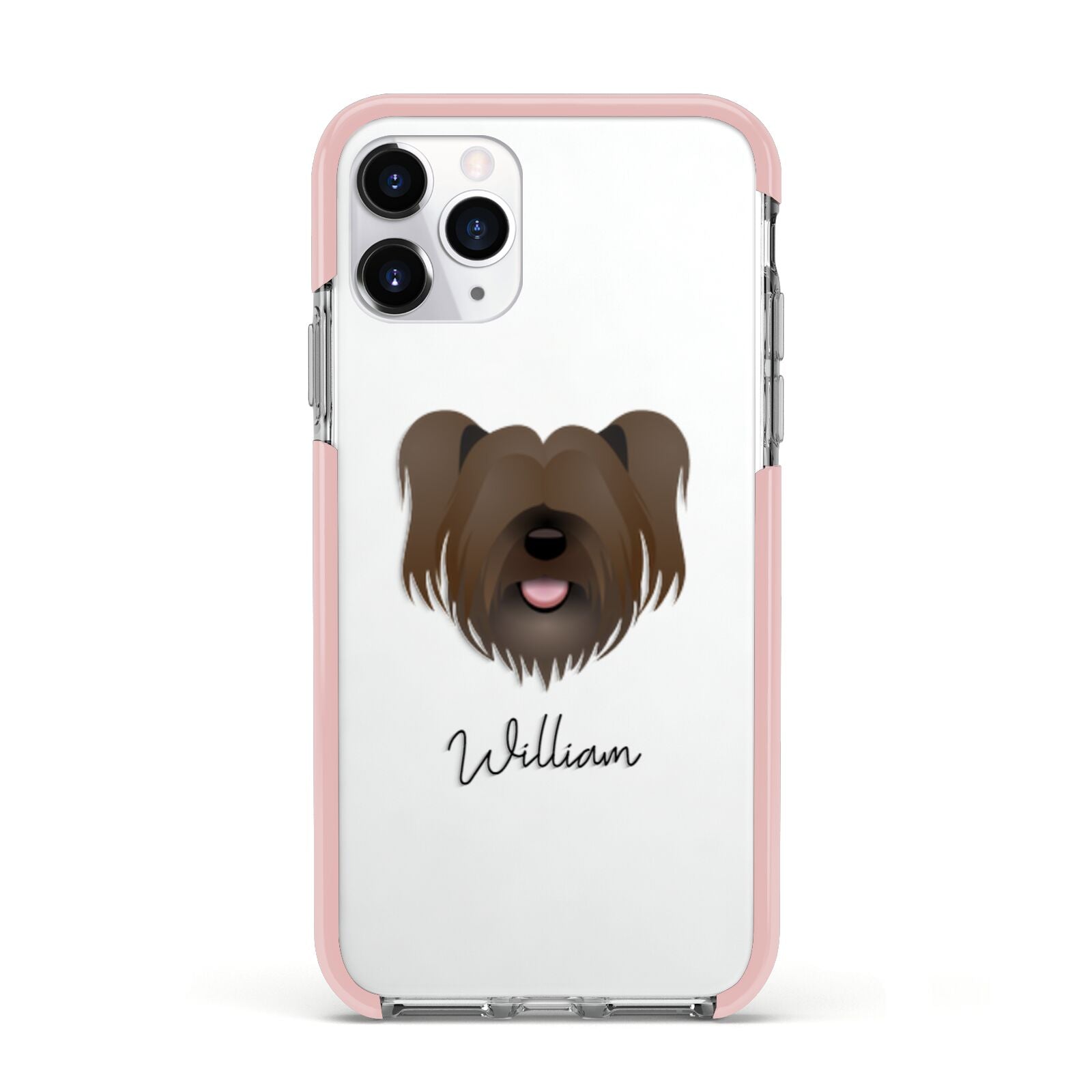 Skye Terrier Personalised Apple iPhone 11 Pro in Silver with Pink Impact Case