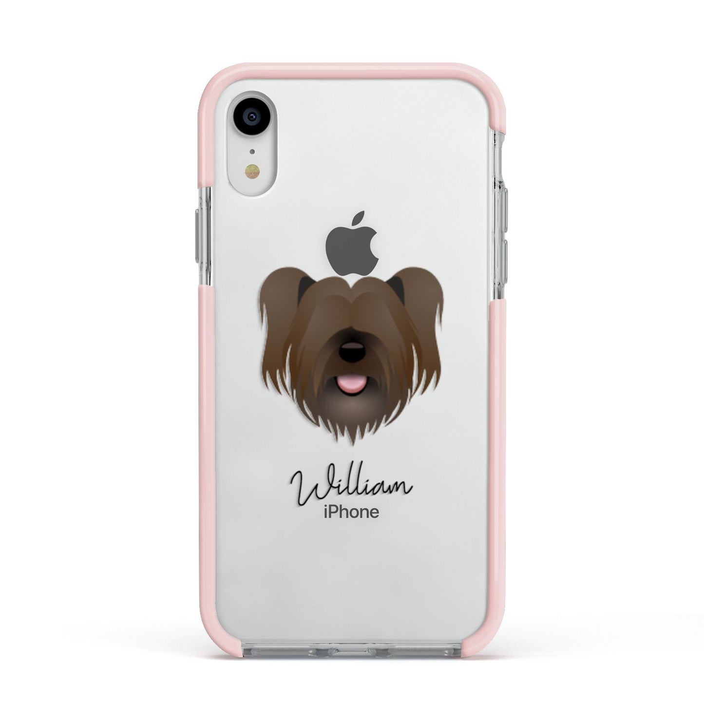 Skye Terrier Personalised Apple iPhone XR Impact Case Pink Edge on Silver Phone