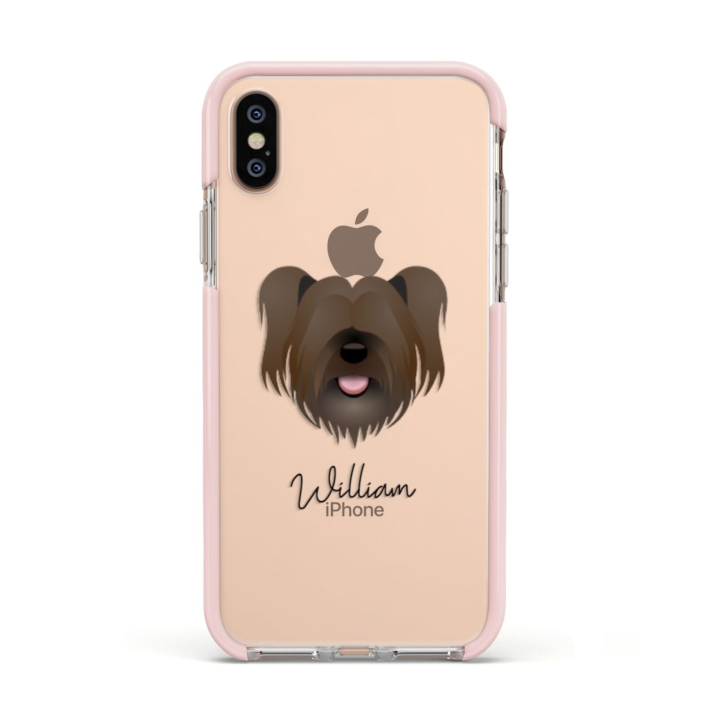 Skye Terrier Personalised Apple iPhone Xs Impact Case Pink Edge on Gold Phone