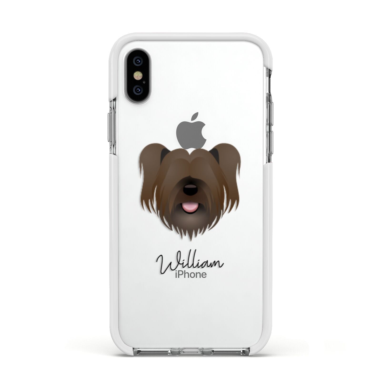 Skye Terrier Personalised Apple iPhone Xs Impact Case White Edge on Silver Phone