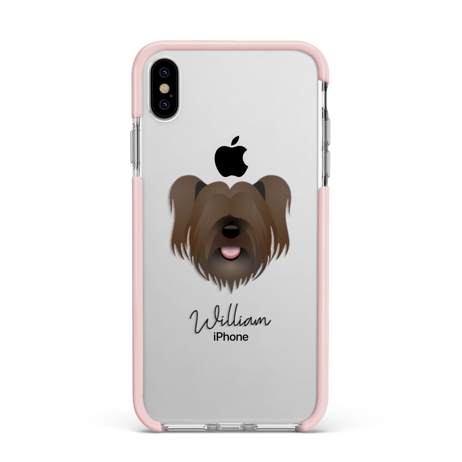 Skye Terrier Personalised Apple iPhone Xs Max Impact Case Pink Edge on Silver Phone