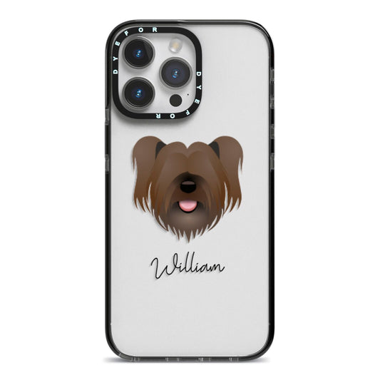 Skye Terrier Personalised iPhone 14 Pro Max Black Impact Case on Silver phone