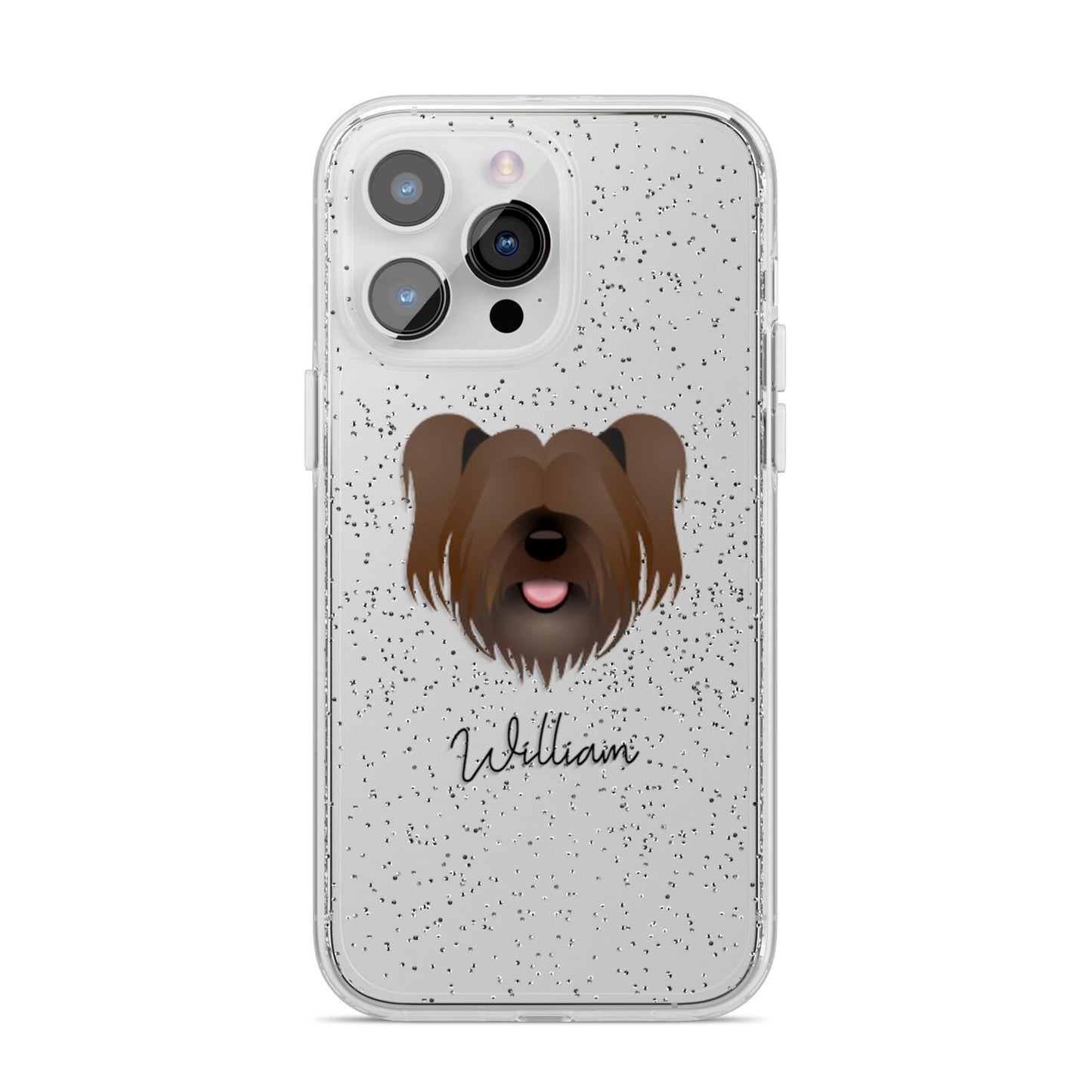 Skye Terrier Personalised iPhone 14 Pro Max Glitter Tough Case Silver