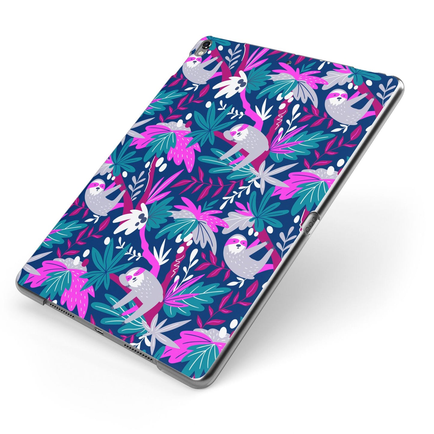 Sloth Apple iPad Case on Grey iPad Side View