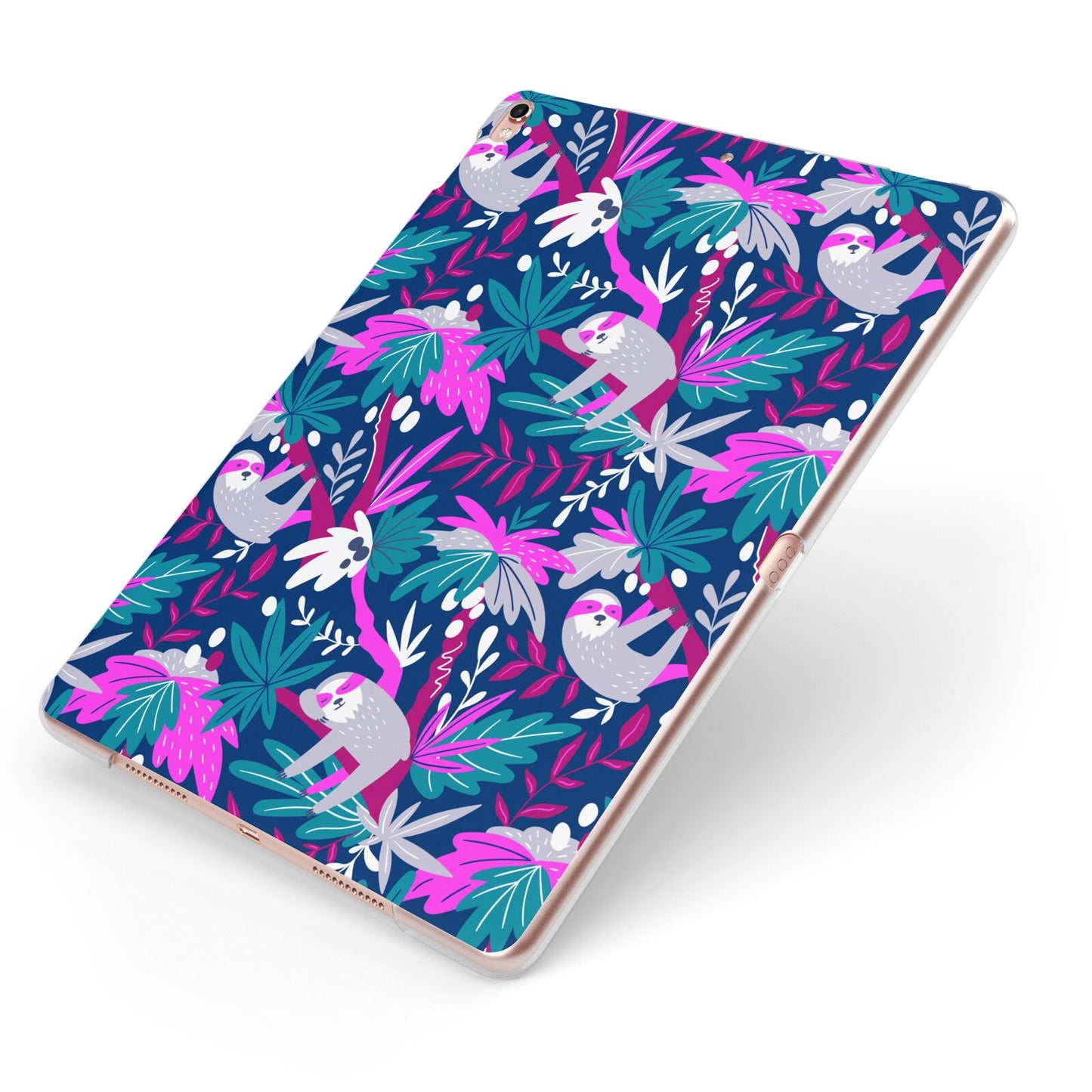 Sloth Apple iPad Case on Rose Gold iPad Side View