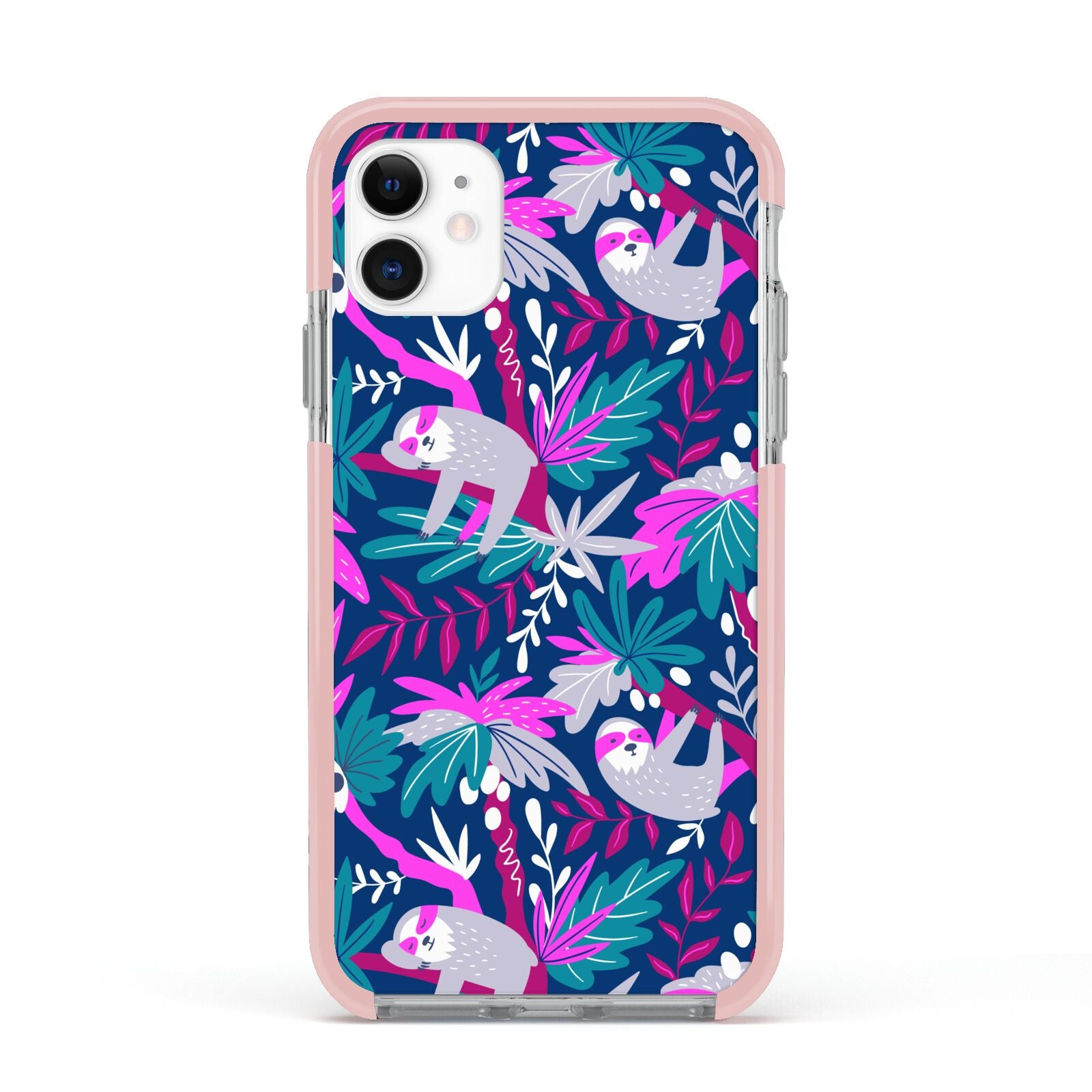 Sloth Apple iPhone 11 in White with Pink Impact Case
