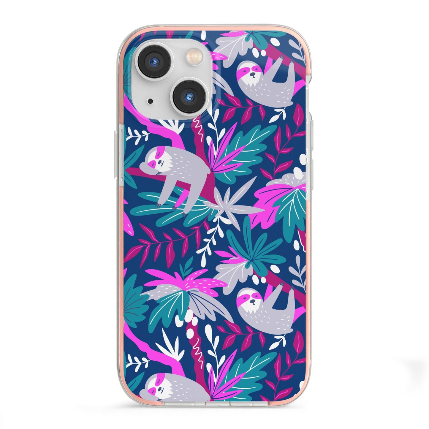 Sloth iPhone 13 Mini TPU Impact Case with Pink Edges