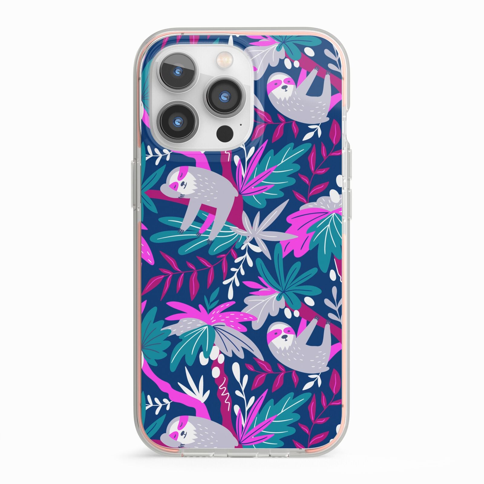Sloth iPhone 13 Pro TPU Impact Case with Pink Edges