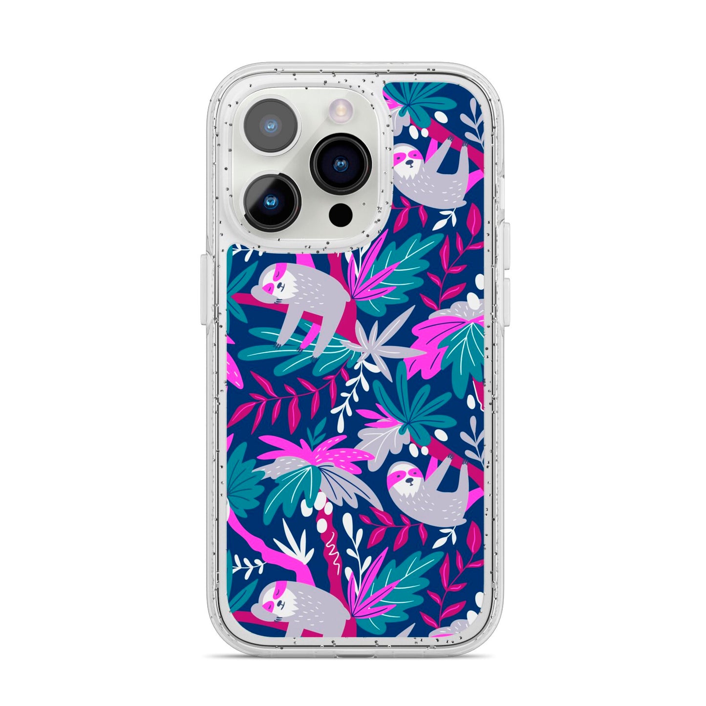 Sloth iPhone 14 Pro Glitter Tough Case Silver