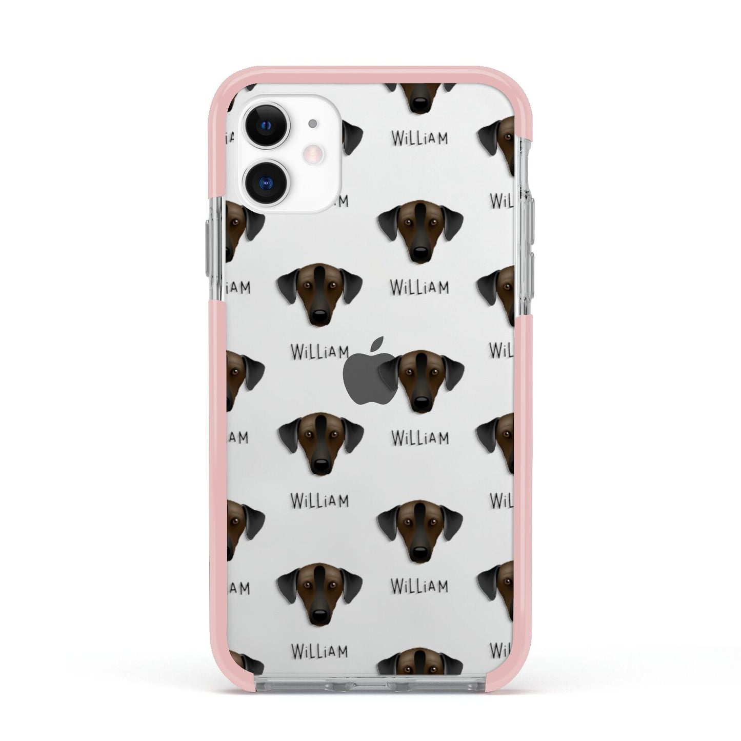 Sloughi Icon with Name Apple iPhone 11 in White with Pink Impact Case