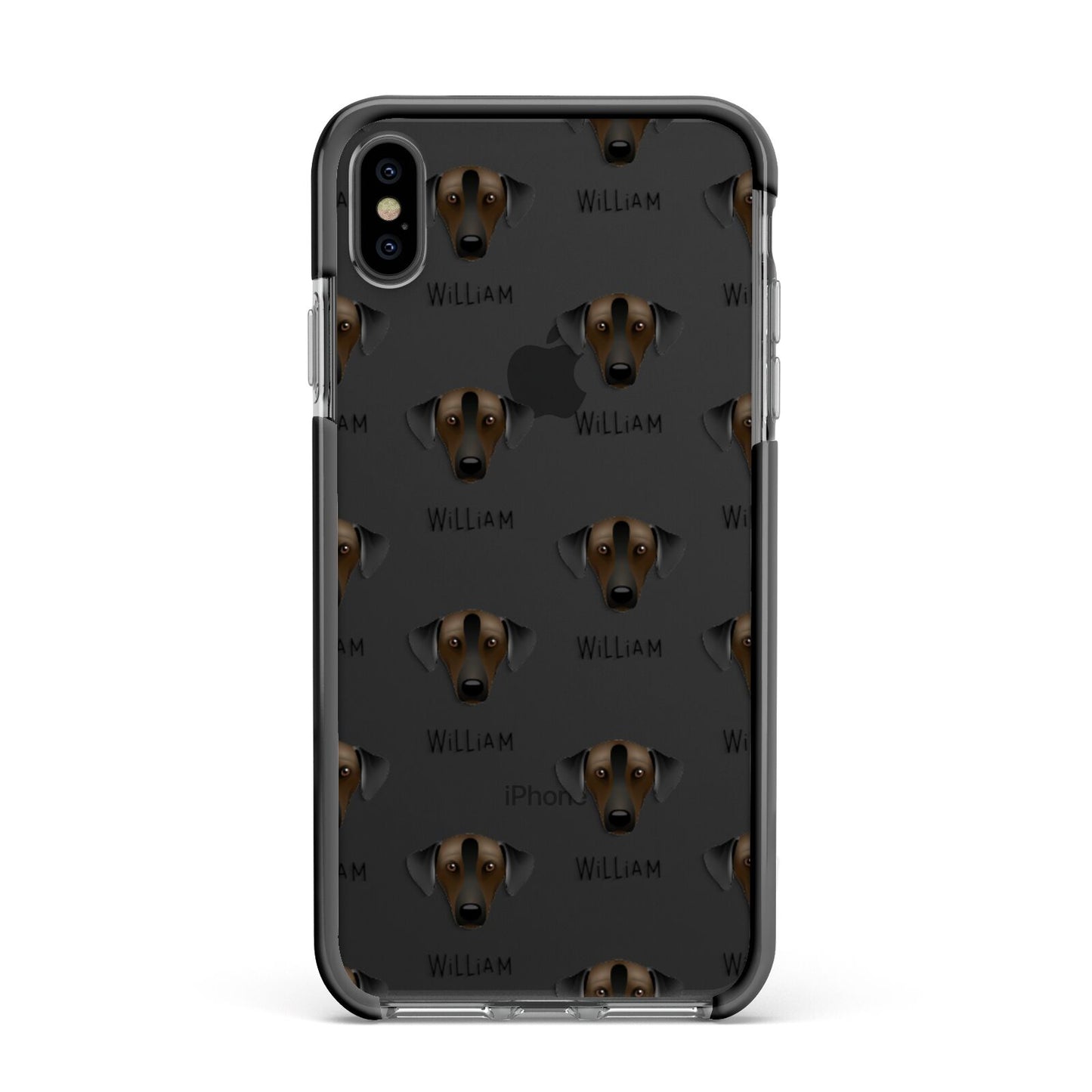 Sloughi Icon with Name Apple iPhone Xs Max Impact Case Black Edge on Black Phone