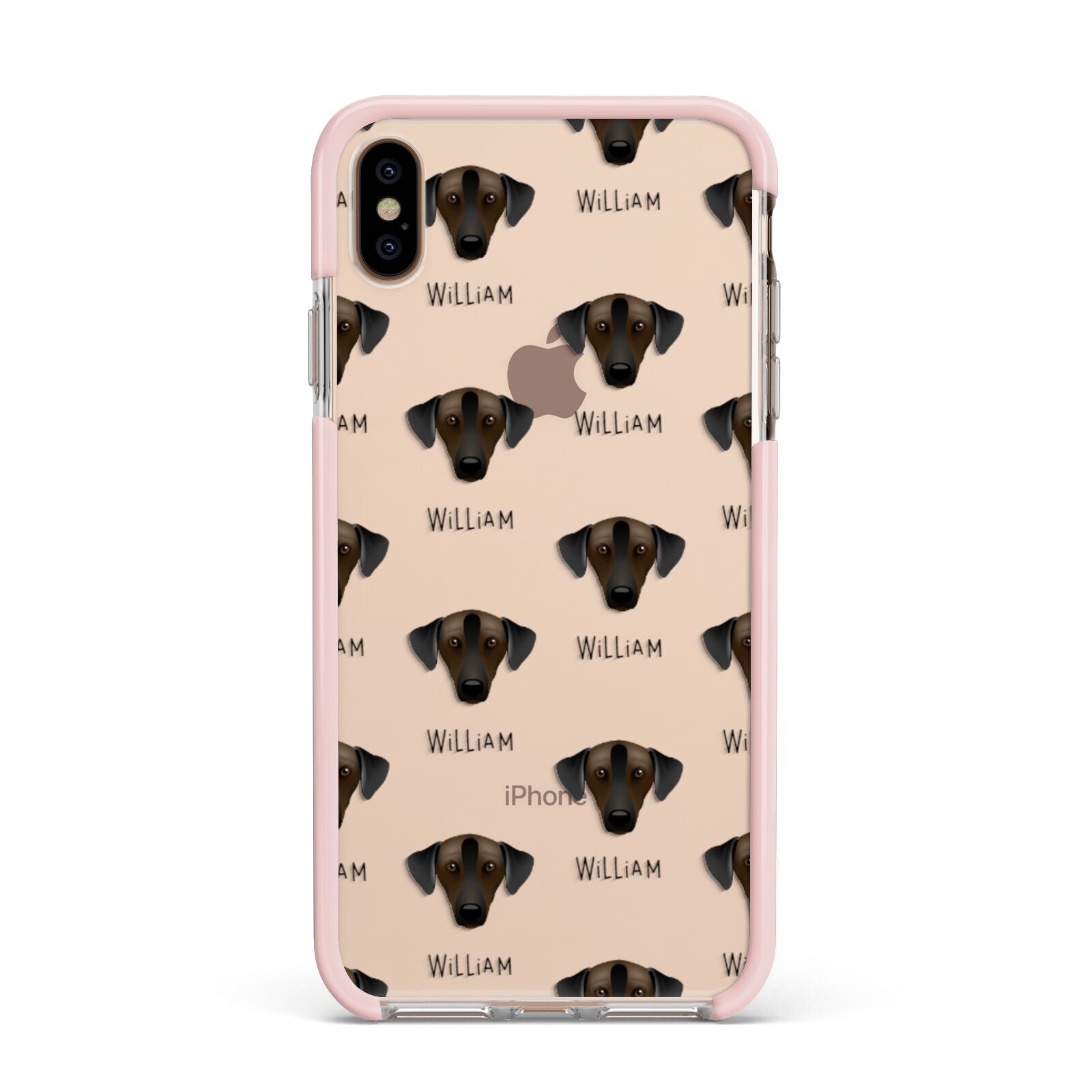Sloughi Icon with Name Apple iPhone Xs Max Impact Case Pink Edge on Gold Phone