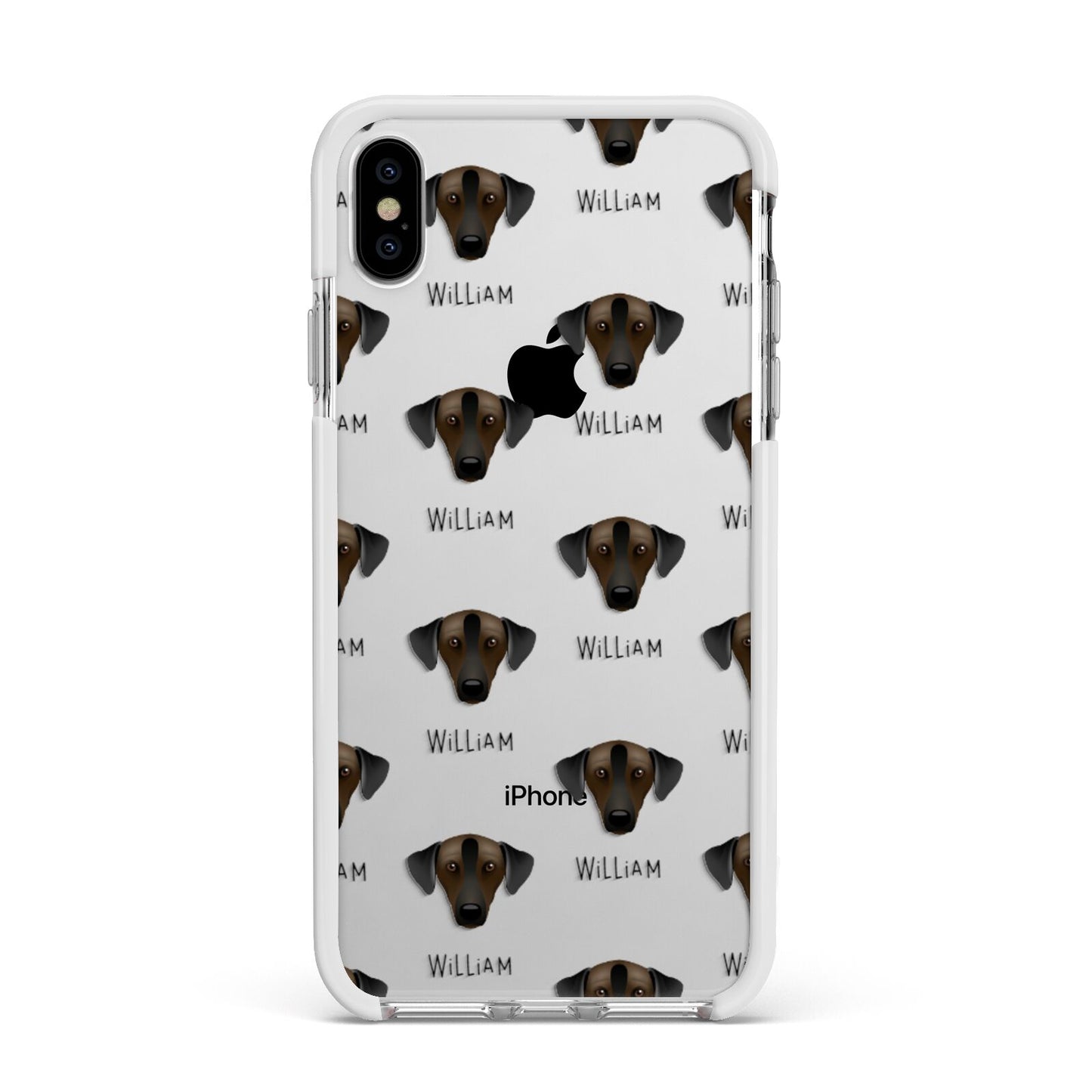 Sloughi Icon with Name Apple iPhone Xs Max Impact Case White Edge on Silver Phone