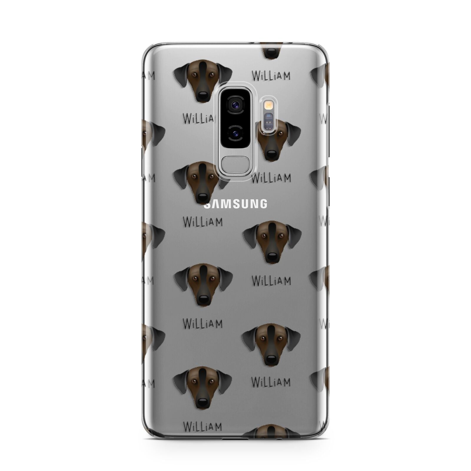Sloughi Icon with Name Samsung Galaxy S9 Plus Case on Silver phone