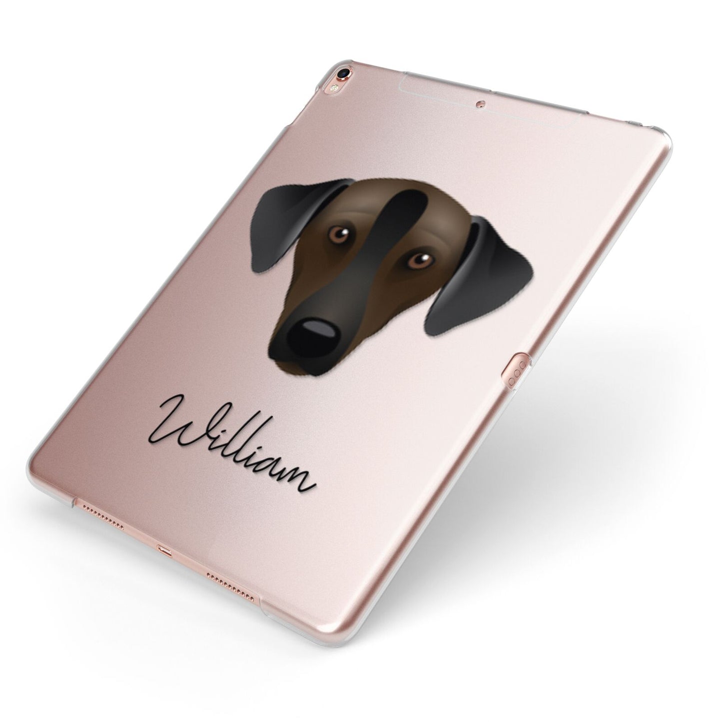Sloughi Personalised Apple iPad Case on Rose Gold iPad Side View