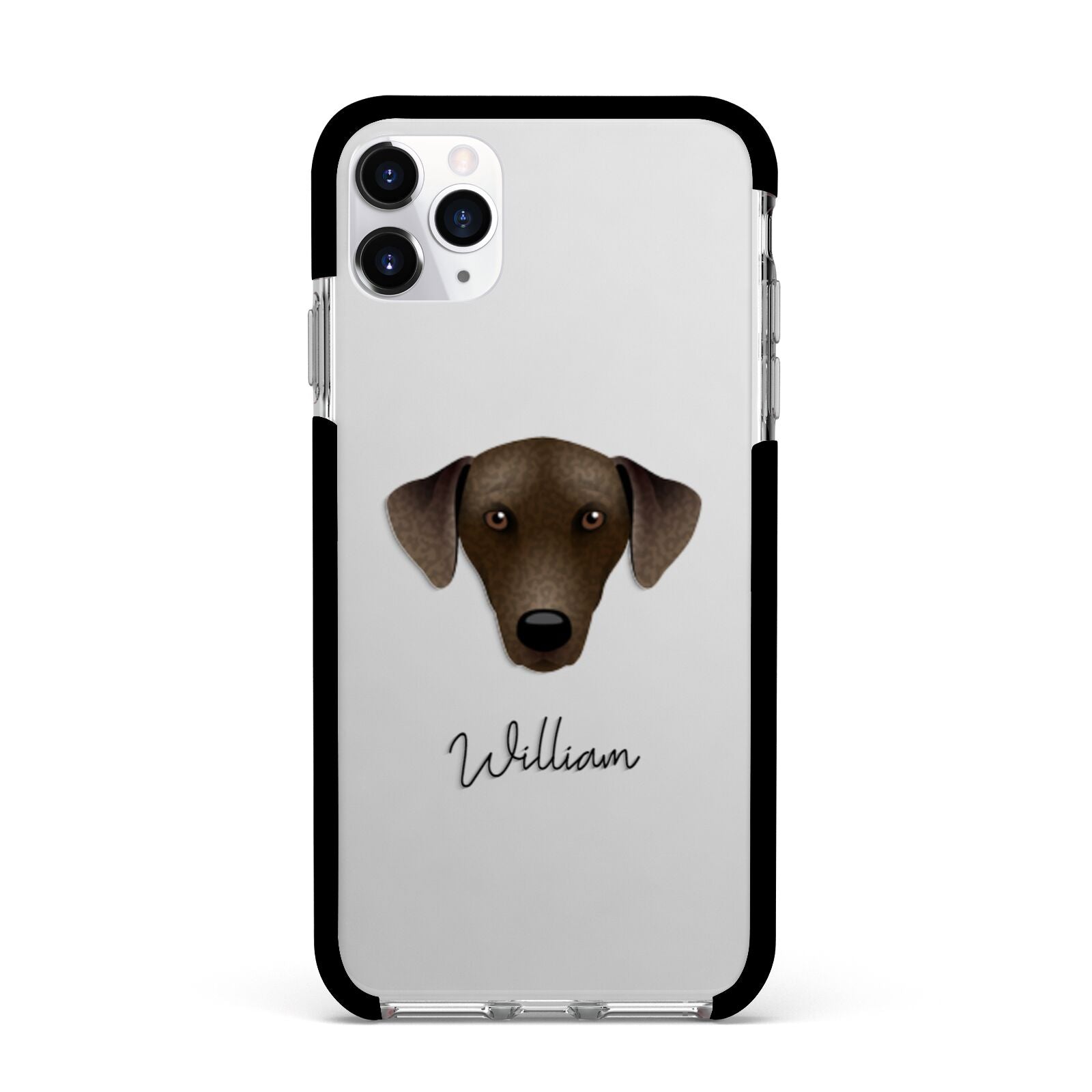 Sloughi Personalised Apple iPhone 11 Pro Max in Silver with Black Impact Case