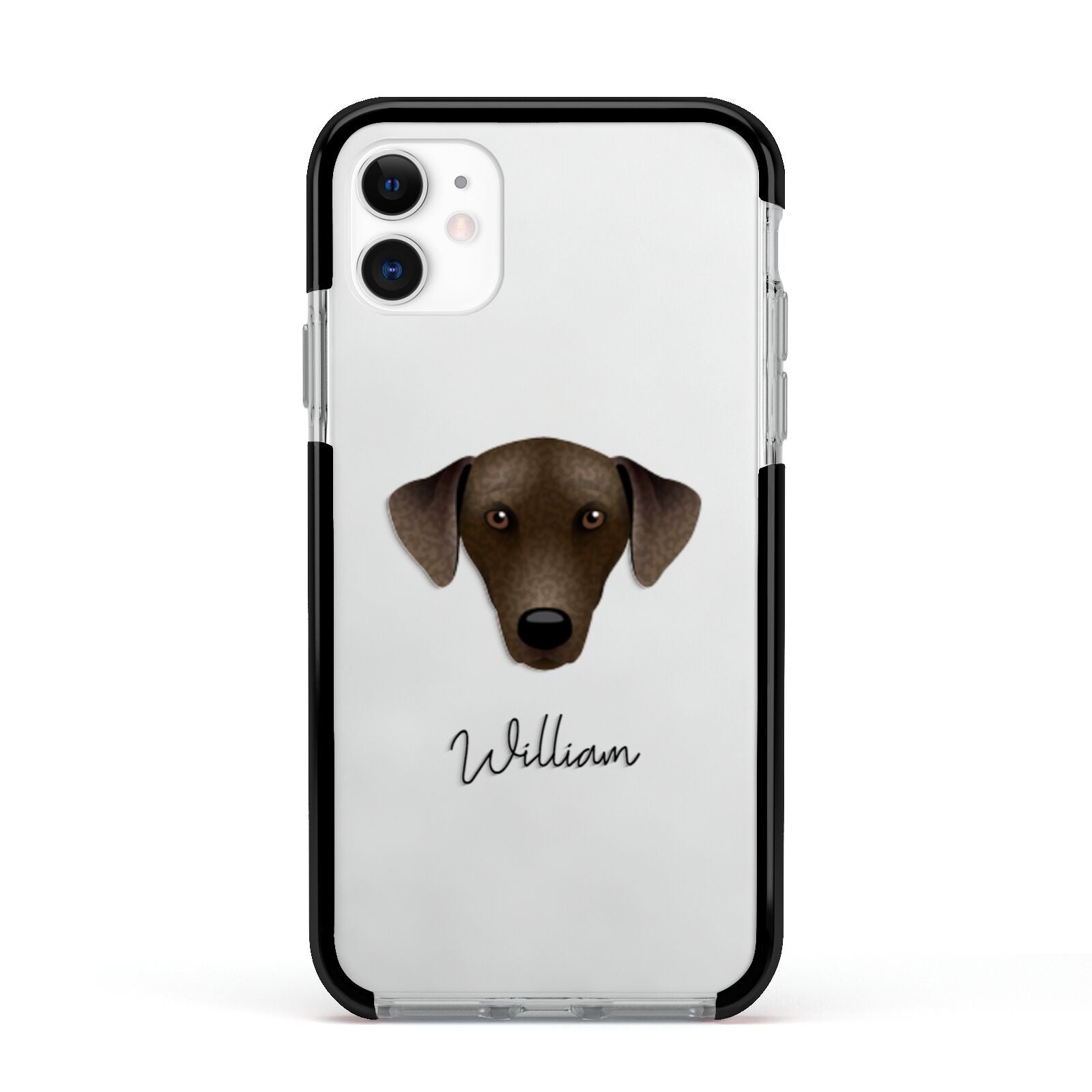 Sloughi Personalised Apple iPhone 11 in White with Black Impact Case